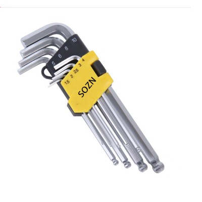 allen spanner ball point color coated hexagon hex key wrench in bulk Plated Hand Tool 9PC hexagon wrenches